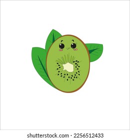 illustration of a baby kiwi fruit with a cute expression