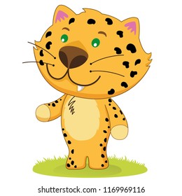 Illustration of a baby leopard, jaguar, mammal, small feline cub. Ideal for educational and informational materials