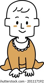 Illustration of a baby looking here