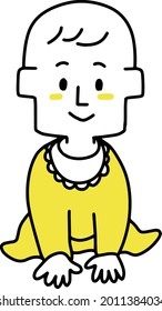 Illustration of a baby looking here