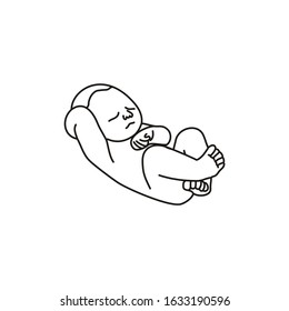 Illustration baby newborn sleep outline logo vector graphic