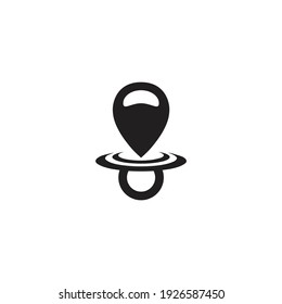 Illustration baby pacifier with pin location sign logo design template