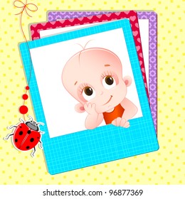 illustration of baby photograph with colorful frame