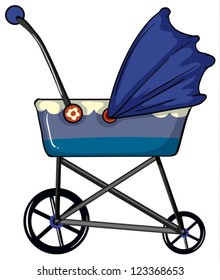 Illustration of a baby pram on a white background