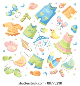 illustration of baby products