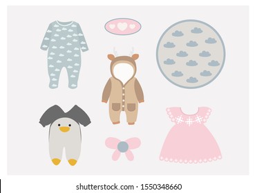 illustration of baby products collection