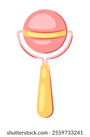 Illustration of baby rattle. New born baby girl Happy Birthday object.