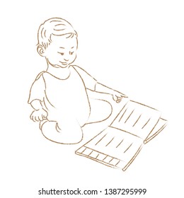 Illustration of a Baby Reading a Book