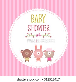 Illustration of baby shower invitation card template on pink background