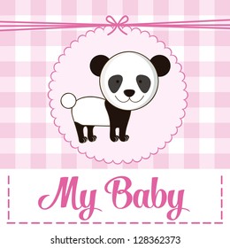 Illustration of baby shower invitation with a cute panda. vector illustration