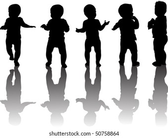 illustration with baby silhouettes collection isolated on white background