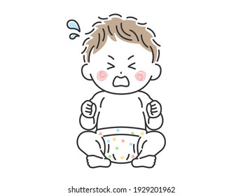Illustration of a baby sitting and crying.