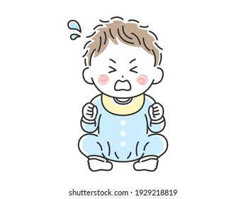 Illustration of a baby sitting and crying.