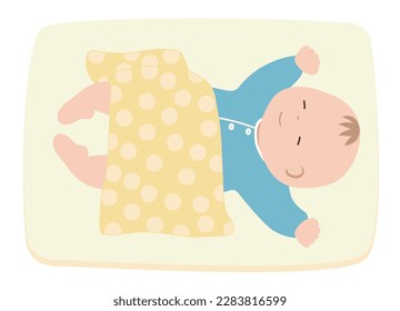 Illustration of a baby sleeping peacefully on the sheets