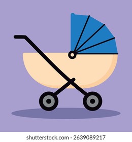 Illustration of a baby stroller pram.