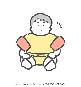 Illustration of a baby in a swimsuit