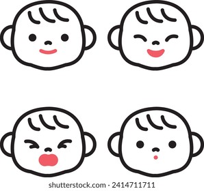 Illustration of a baby with various expressions