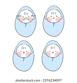 Illustration of a Baby with Various Facial Expressions.