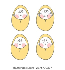 Illustration of a Baby with Various Facial Expressions.