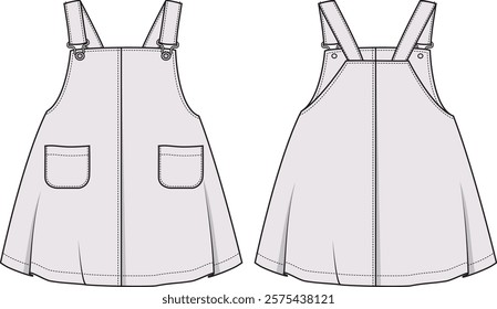 illustration of a baby wear dress, toddler kids, infant baby, sleep full bodysuit, fashion flat sketch, vector illustration, cad, technical drawing, flat drawing, template, mockup.