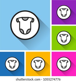 Illustration of baby wear icons with long shadow