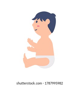 illustration of a baby wearing a diaper. flat design. can be used for elements, landing pages, UI, websites.