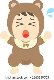 Illustration of a baby wearing a kigurumi.