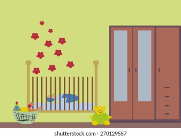 Illustration of a  baby's room