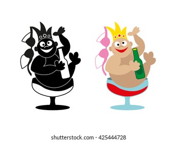 Illustration of bachelor party badge with drinking man