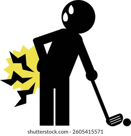 Illustration of back pain caused by golf