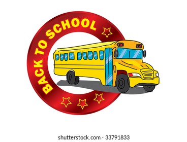 illustration of back to school with school bus