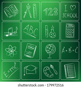 Illustration of back to school chalky doodle icons
