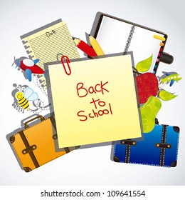 illustration back to school, with school elements, vector illustration