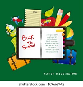 illustration back to school, with school elements, vector illustration