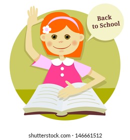 illustration "back to school". The girl in the classroom