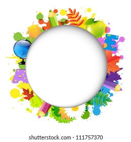Ilustración De Vuelta A La Escuela, Aislada En Fondo Blanco, Ilustración Vectorial