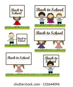 Illustration of back to school, school supplies, vector illustration