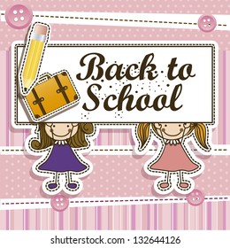 Illustration of back to school, school supplies, vector illustration