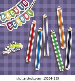 Illustration of back to school, school supplies, vector illustration