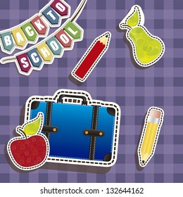 Illustration of back to school, school supplies, vector illustration