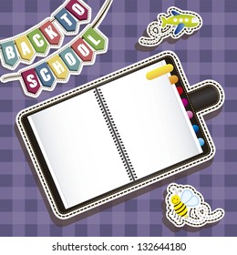 Illustration of back to school, school supplies, vector illustration