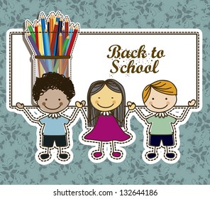 Illustration of back to school, school supplies, vector illustration