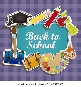 Illustration of back to school, school supplies, vector illustration