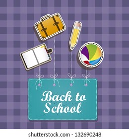 Illustration of back to school, school supplies, vector illustration