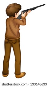 Illustration einer Rückseite eines Jägers auf weißem Hintergrund