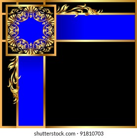 Illustration background with angular gold(en) ??????????? blue band