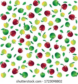 Illustration for a background of apples red green and light green as well as leaves