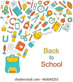 Illustration Background for Back to School, Education Simple Colorful Objects - Vector