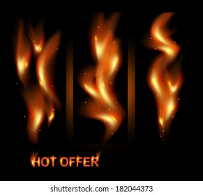 Illustration of background with banners from tongues of flame
