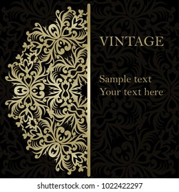 Illustration background with beautiful ornaments and strip for text. Pattern for invitation or greeting card.
